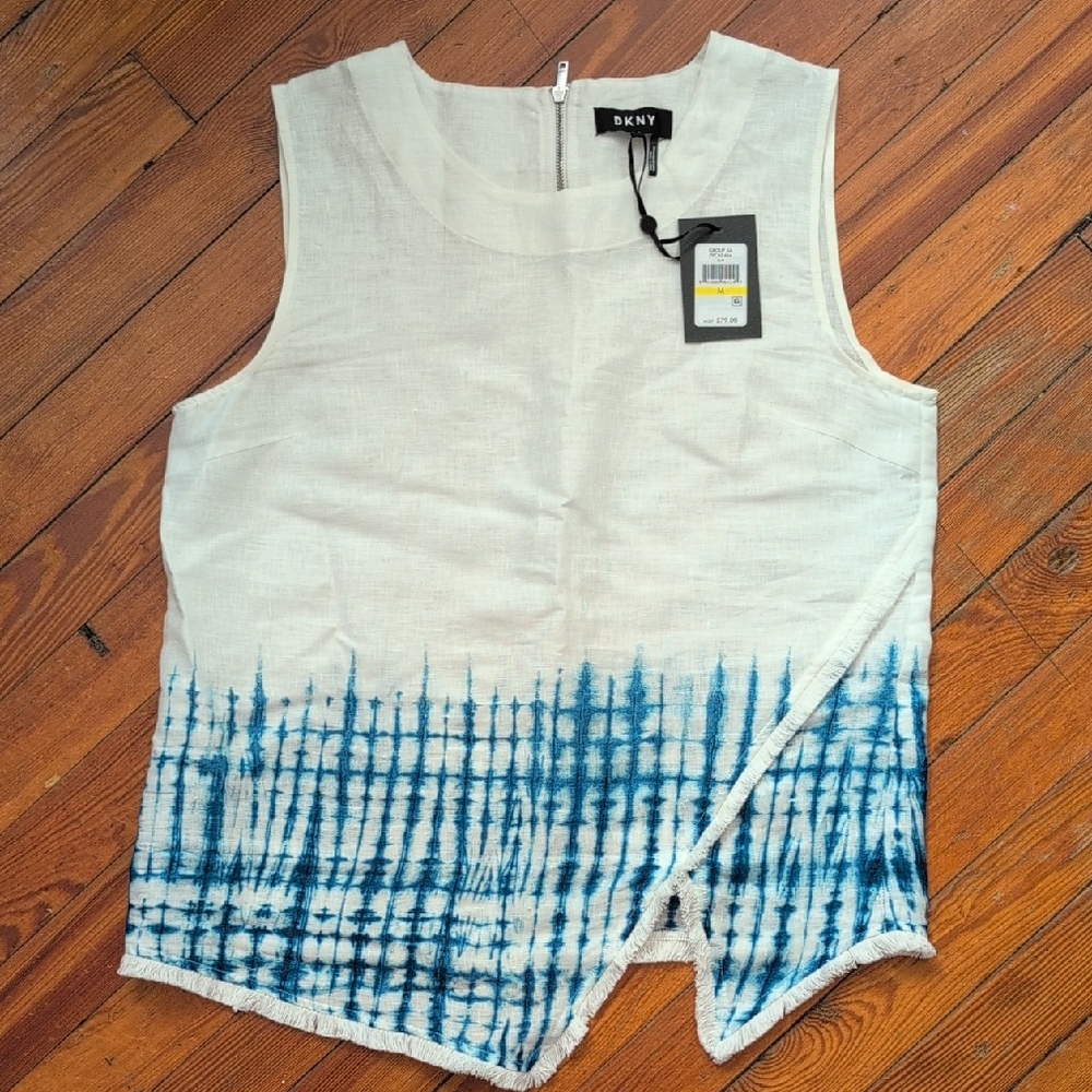 DKNY Dip-Dye White and Blue Blouse